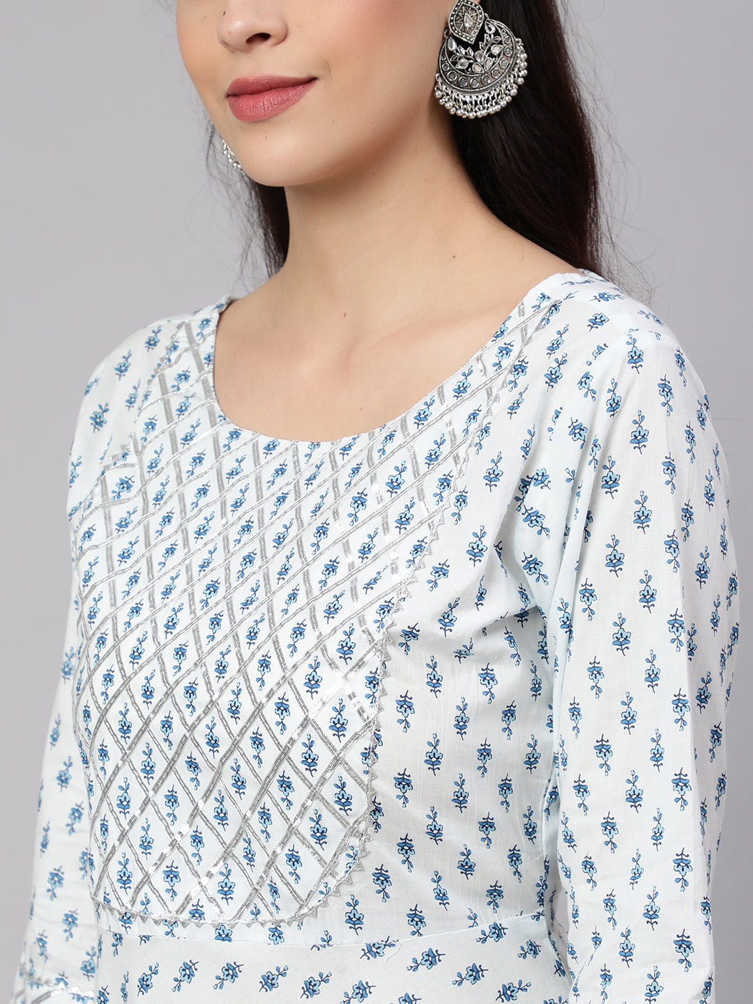 Women's Off-White Ethnic Printed Kurta With Trouser And Dupatta