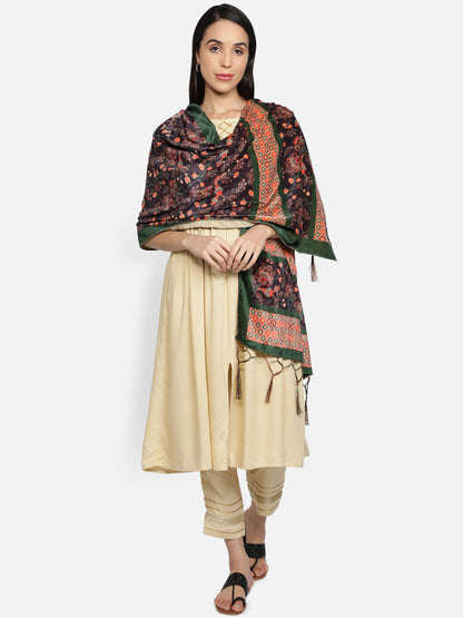 Women's Multicolored Polyster Velvet  Digital Printed Dupatta