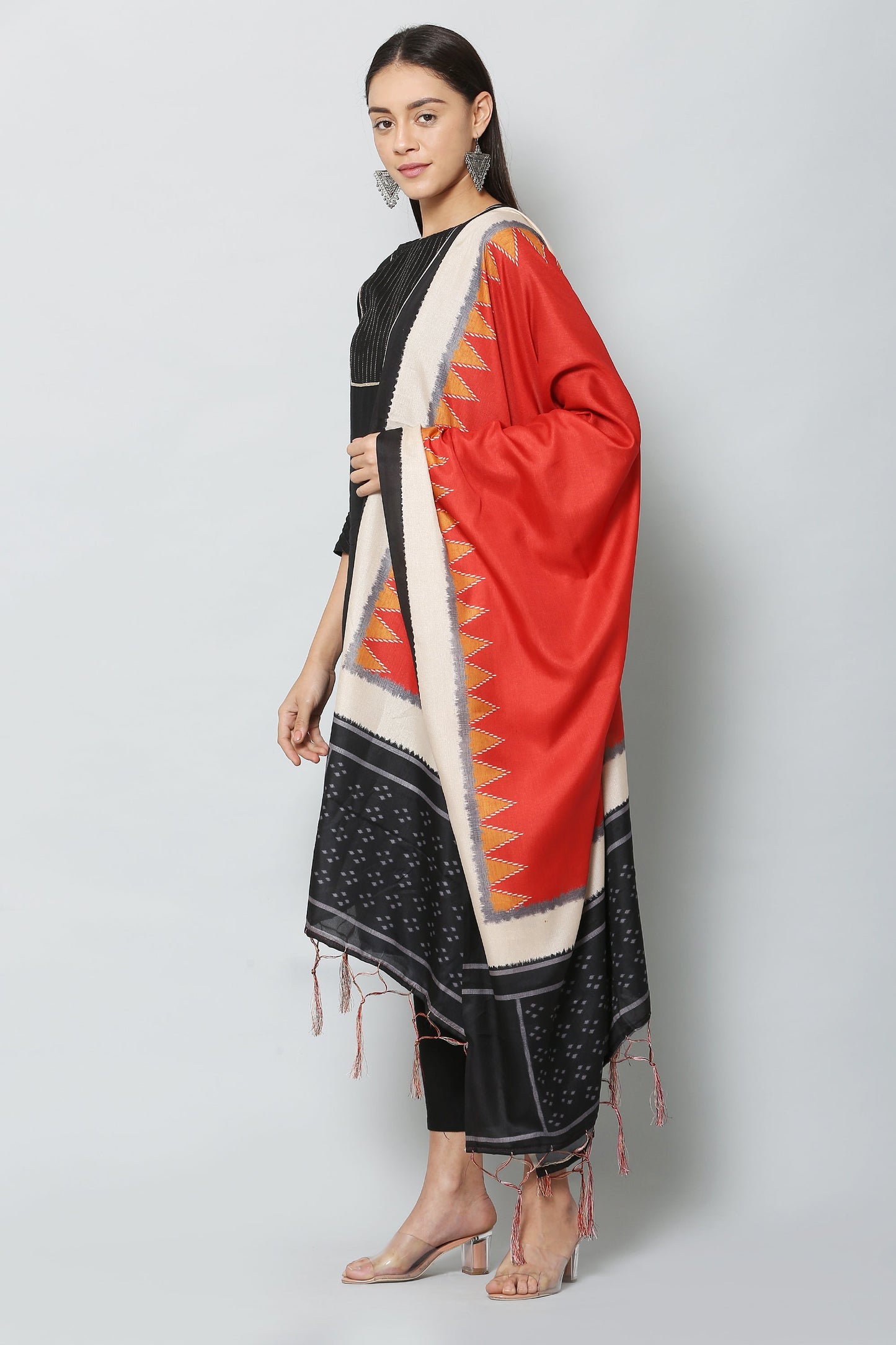 Women's Red Color Art Silk Digital Printed Dupatta