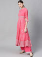 Women's Coral Georgette Printed Anarkali Kurta With Palazzo