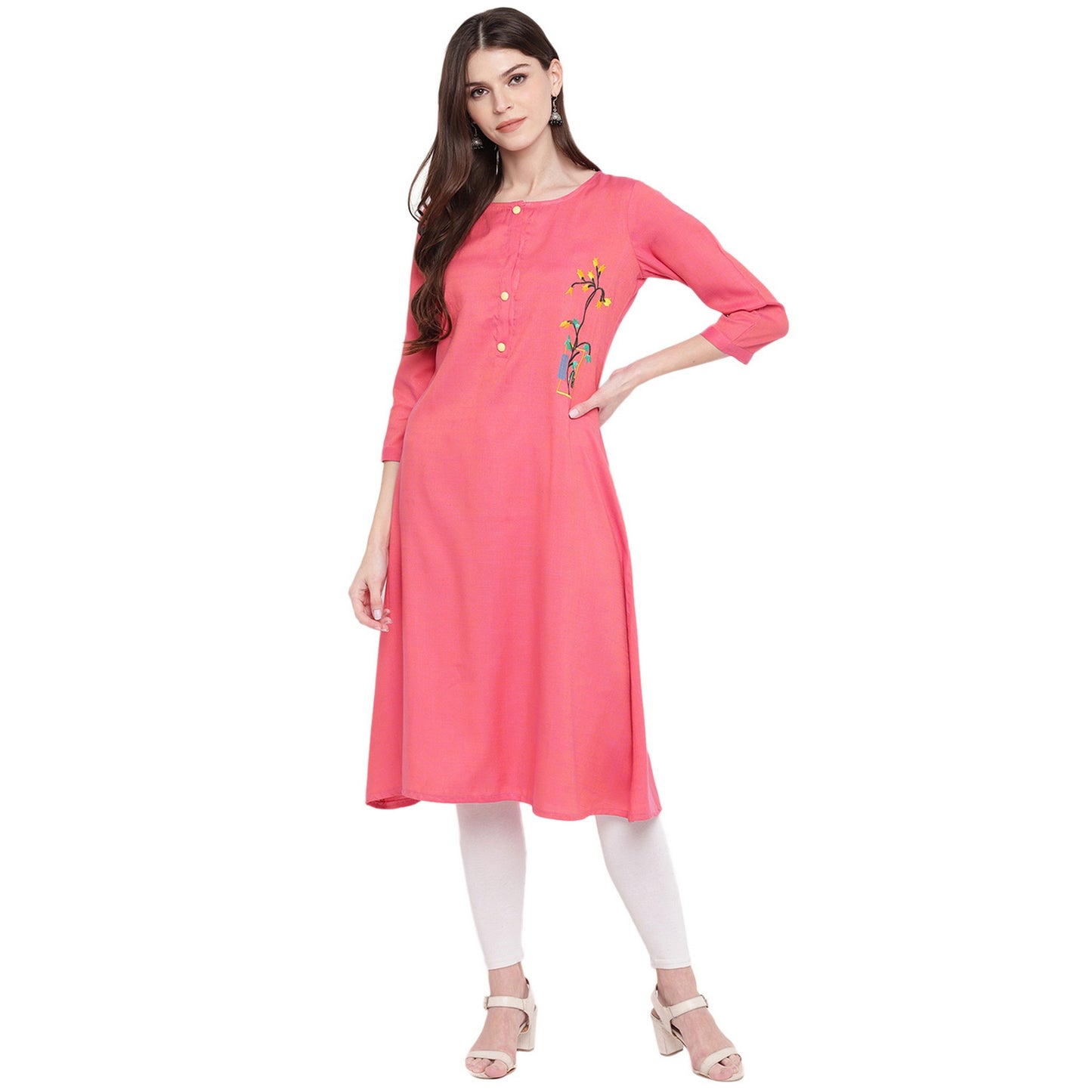 Women's Light Pink A-Line Kurta By Vbuyz- (