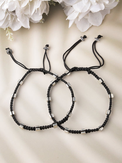 Women's Evil Eye Adjustable Black Anklets