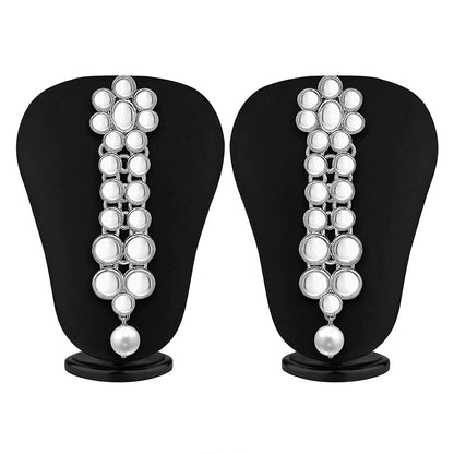Women's 18ksilverplatedtraditional3layeredjewellerysetencasedwithkundanforwomenij301s