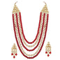 Women's gold plated kundan beads multi strand necklace set with earrings ij318pi