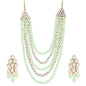 Women's gold plated kundan beads multi strand necklace set with earrings ij318pi