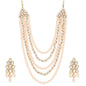 Women's gold plated kundan beads multi strand necklace set with earrings ij318pi