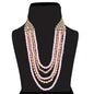 Women's gold plated kundan beads multi strand necklace set with earrings ij318pi