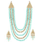 Women's gold plated kundan beads multi strand necklace set with earrings ij318pi