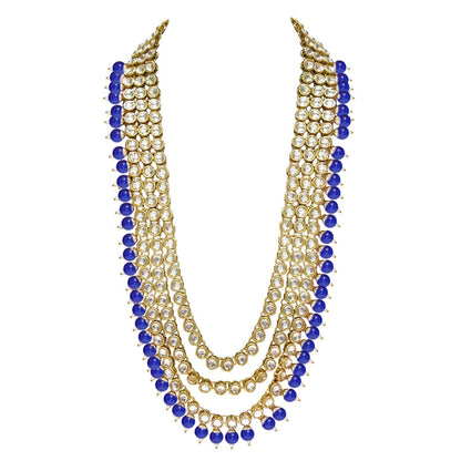 Women's Traditional Gold Plated Kundan Pearl Bridal Necklace Set for Women