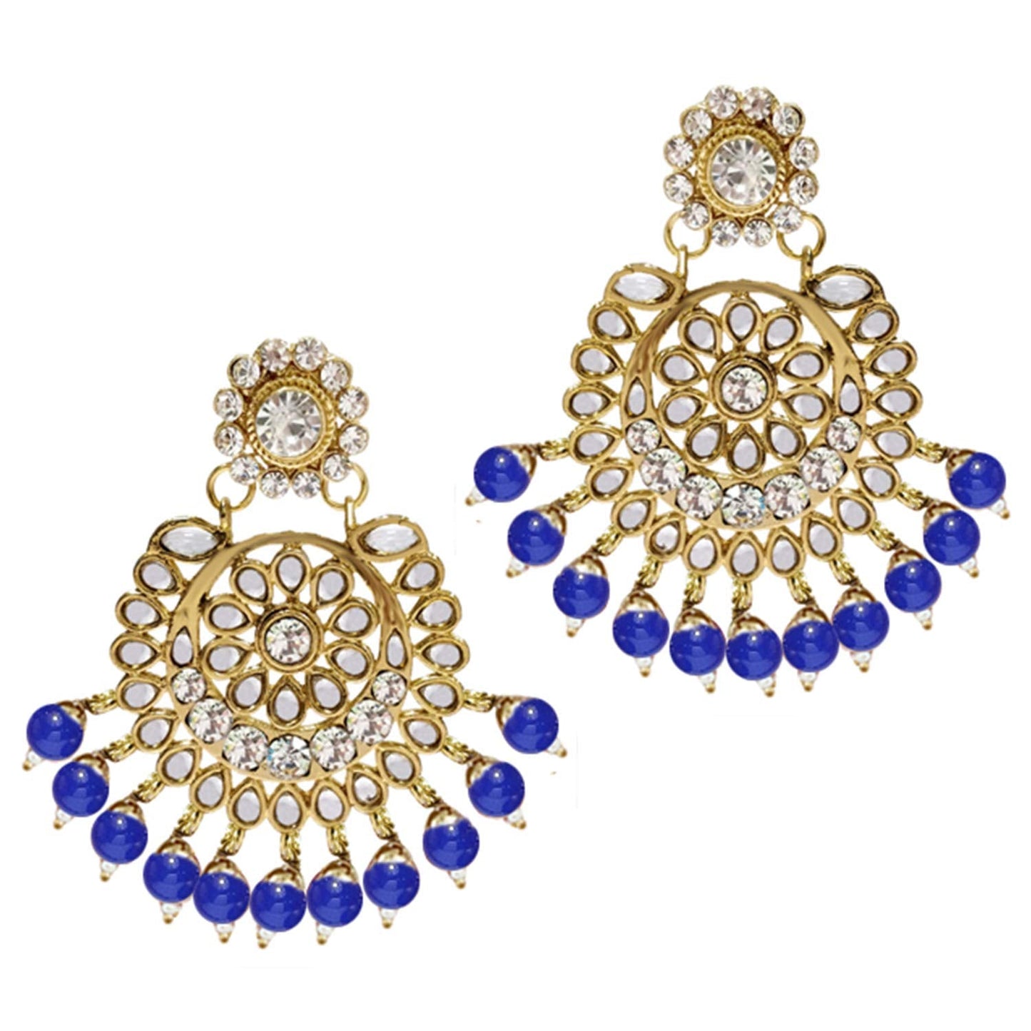 Women's Traditional Gold Plated Kundan Pearl Bridal Necklace Set for Women