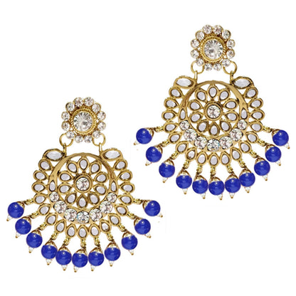 Women's Traditional Gold Plated Kundan Pearl Bridal Necklace Set for Women