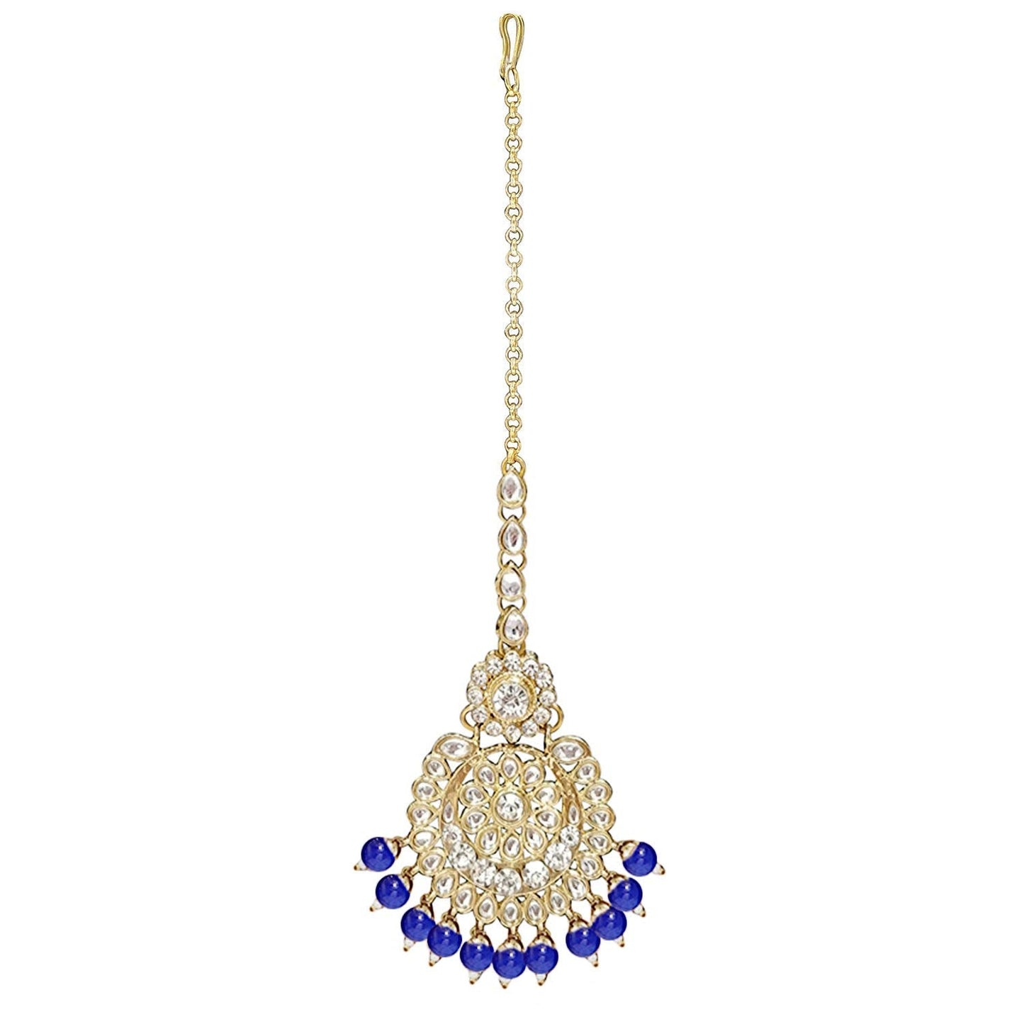 Women's Traditional Gold Plated Kundan Pearl Bridal Necklace Set for Women