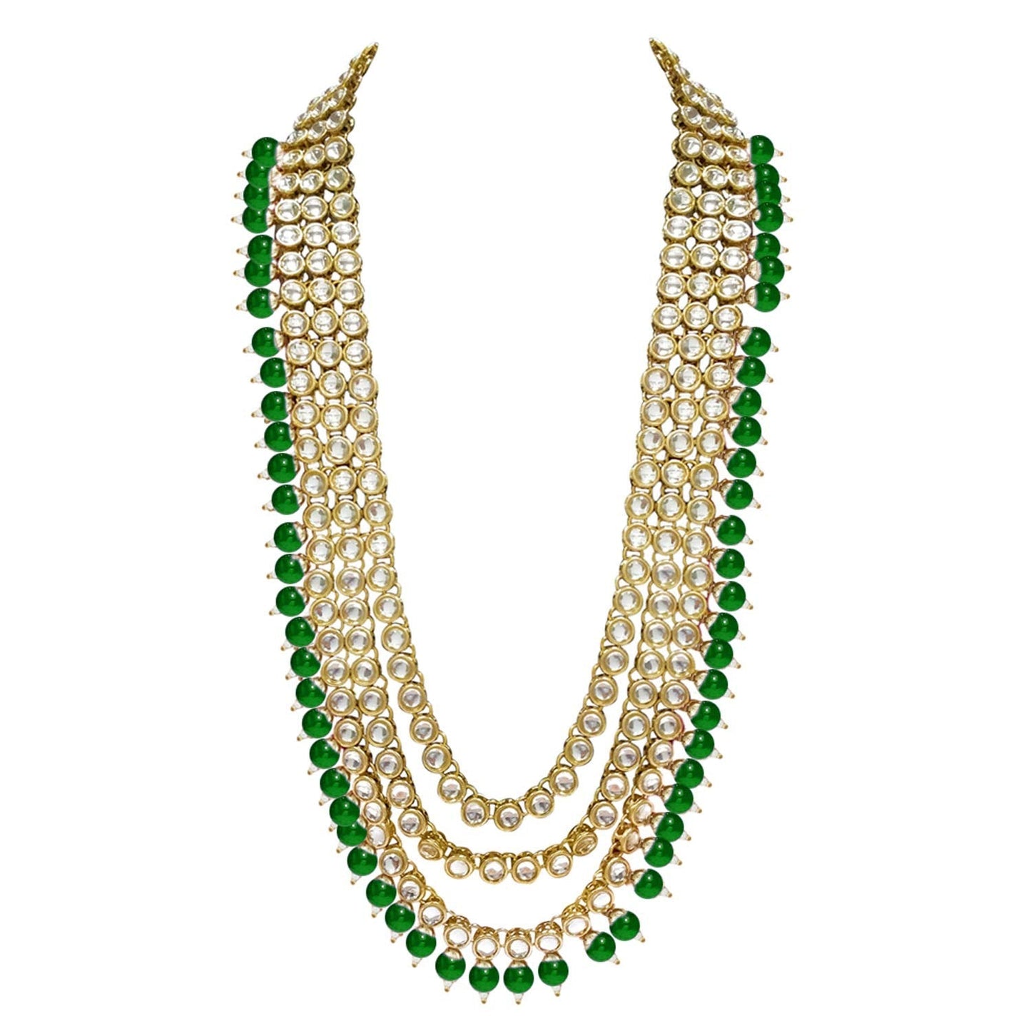 Women's Traditional Gold Plated Kundan Pearl Bridal Necklace Set for Women