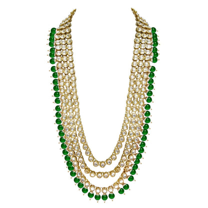 Women's Traditional Gold Plated Kundan Pearl Bridal Necklace Set for Women