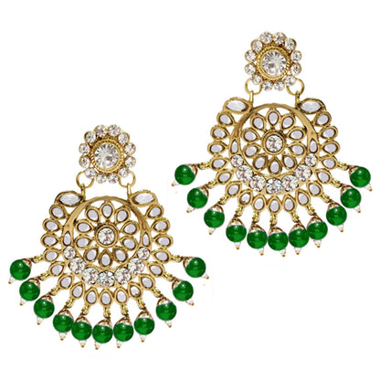 Women's Traditional Gold Plated Kundan Pearl Bridal Necklace Set for Women