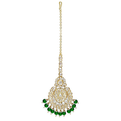 Women's Traditional Gold Plated Kundan Pearl Bridal Necklace Set for Women