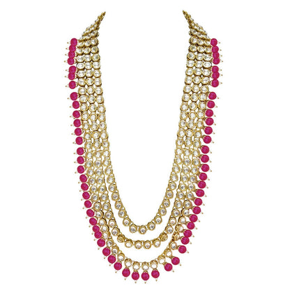 Women's Traditional Gold Plated Kundan Pearl Bridal Necklace Set for Women