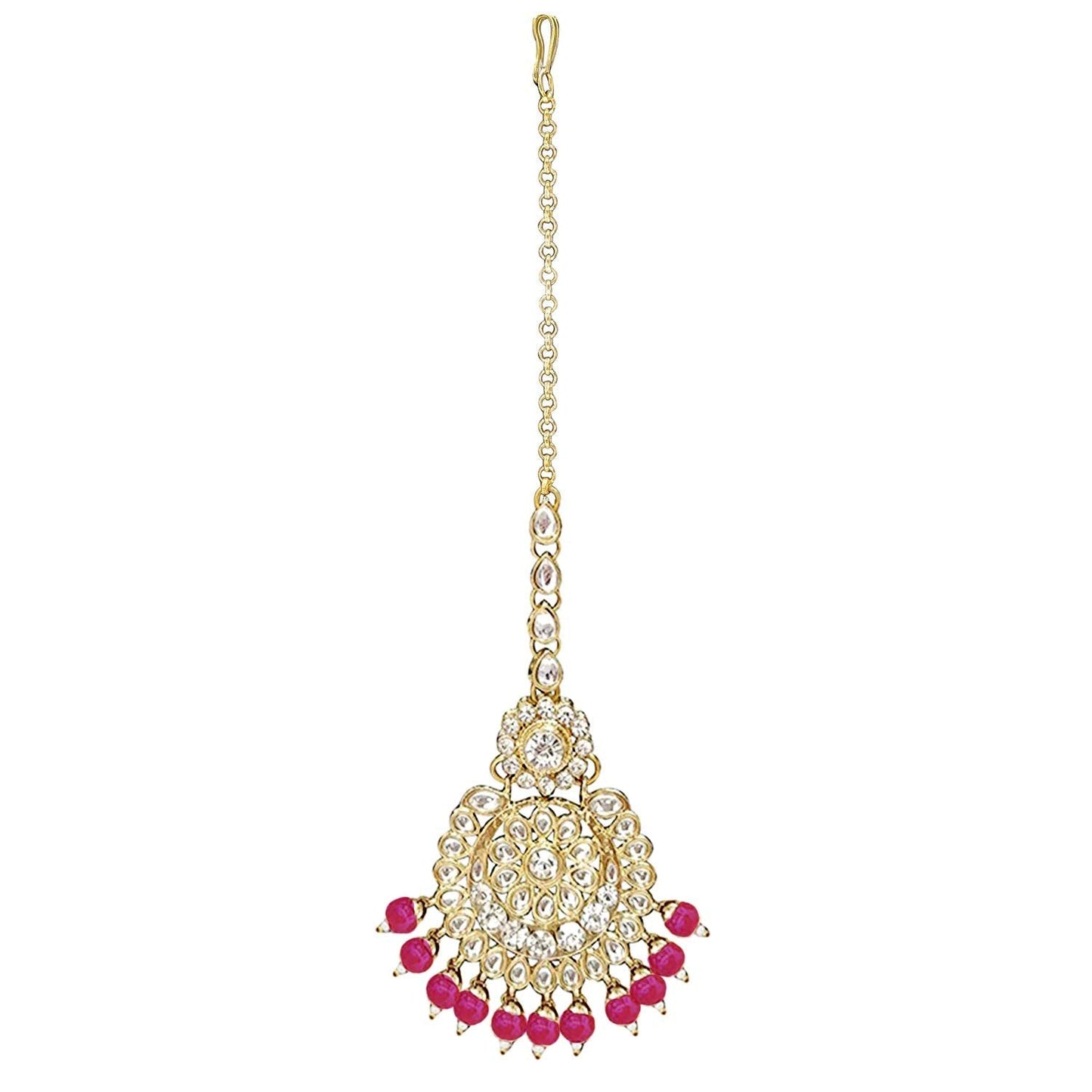 Women's Traditional Gold Plated Kundan Pearl Bridal Necklace Set for Women