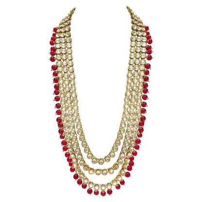 Women's Traditional Gold Plated Kundan Pearl Bridal Necklace Set for Women