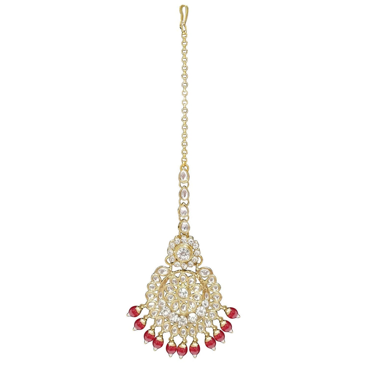 Women's Traditional Gold Plated Kundan Pearl Bridal Necklace Set for Women