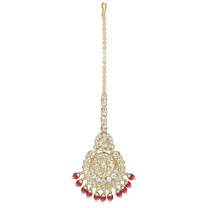Women's Traditional Gold Plated Kundan Pearl Bridal Necklace Set for Women