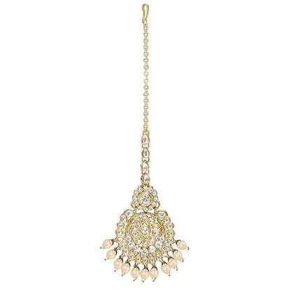 Women's Traditional Gold Plated Kundan Pearl Bridal Necklace Set for Women
