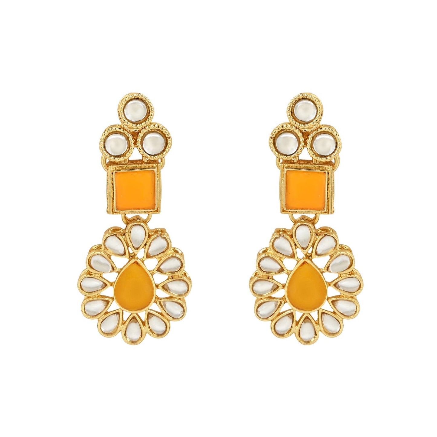 Women's 18K Gold Plated Traditional Kundan Necklace Jewellery Set with Earrings & Maang Tikka 