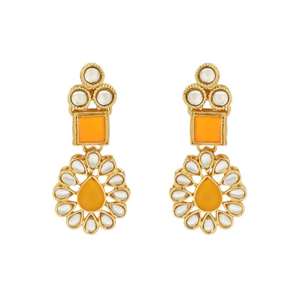Women's 18K Gold Plated Traditional Kundan Necklace Jewellery Set with Earrings & Maang Tikka 
