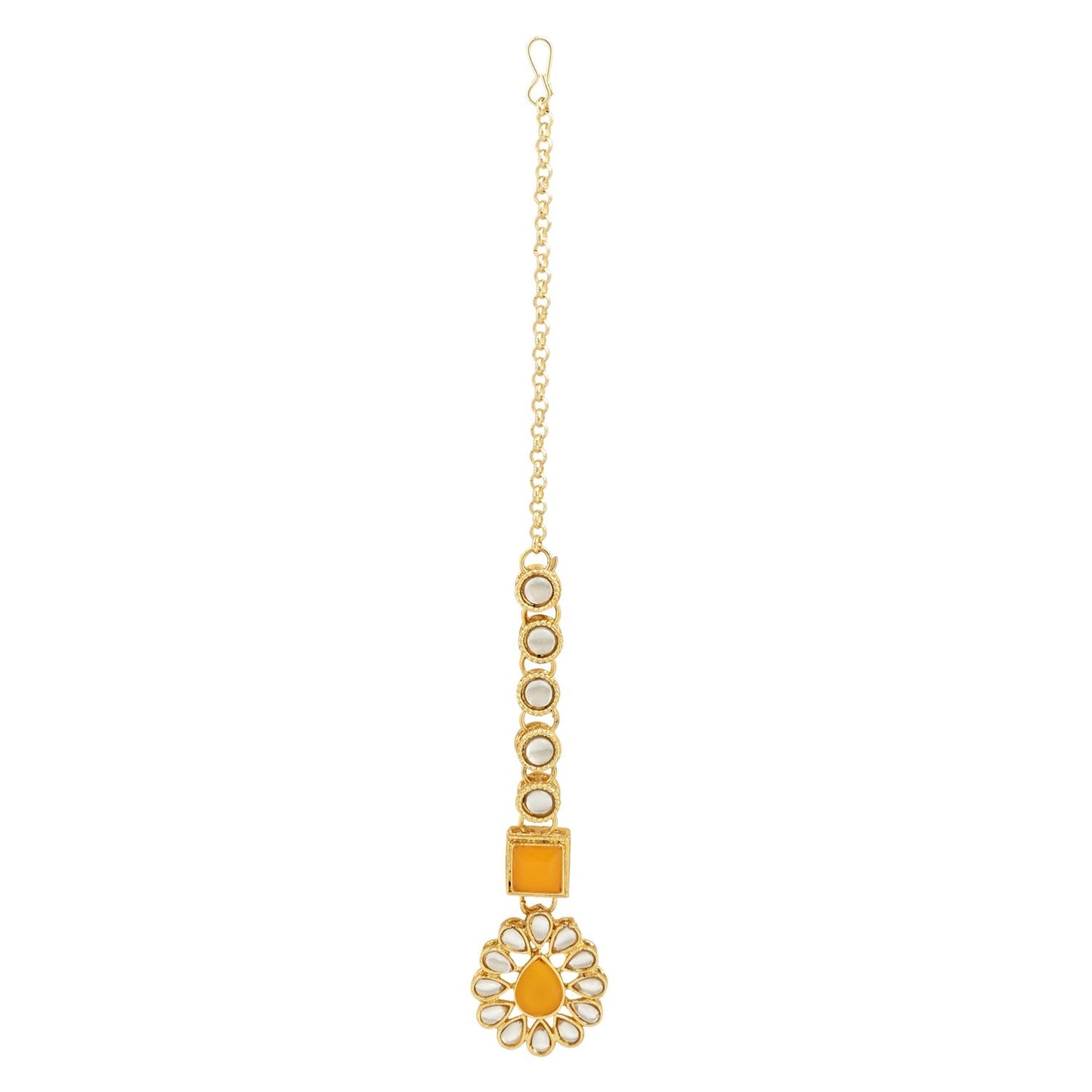 Women's 18K Gold Plated Traditional Kundan Necklace Jewellery Set with Earrings & Maang Tikka 