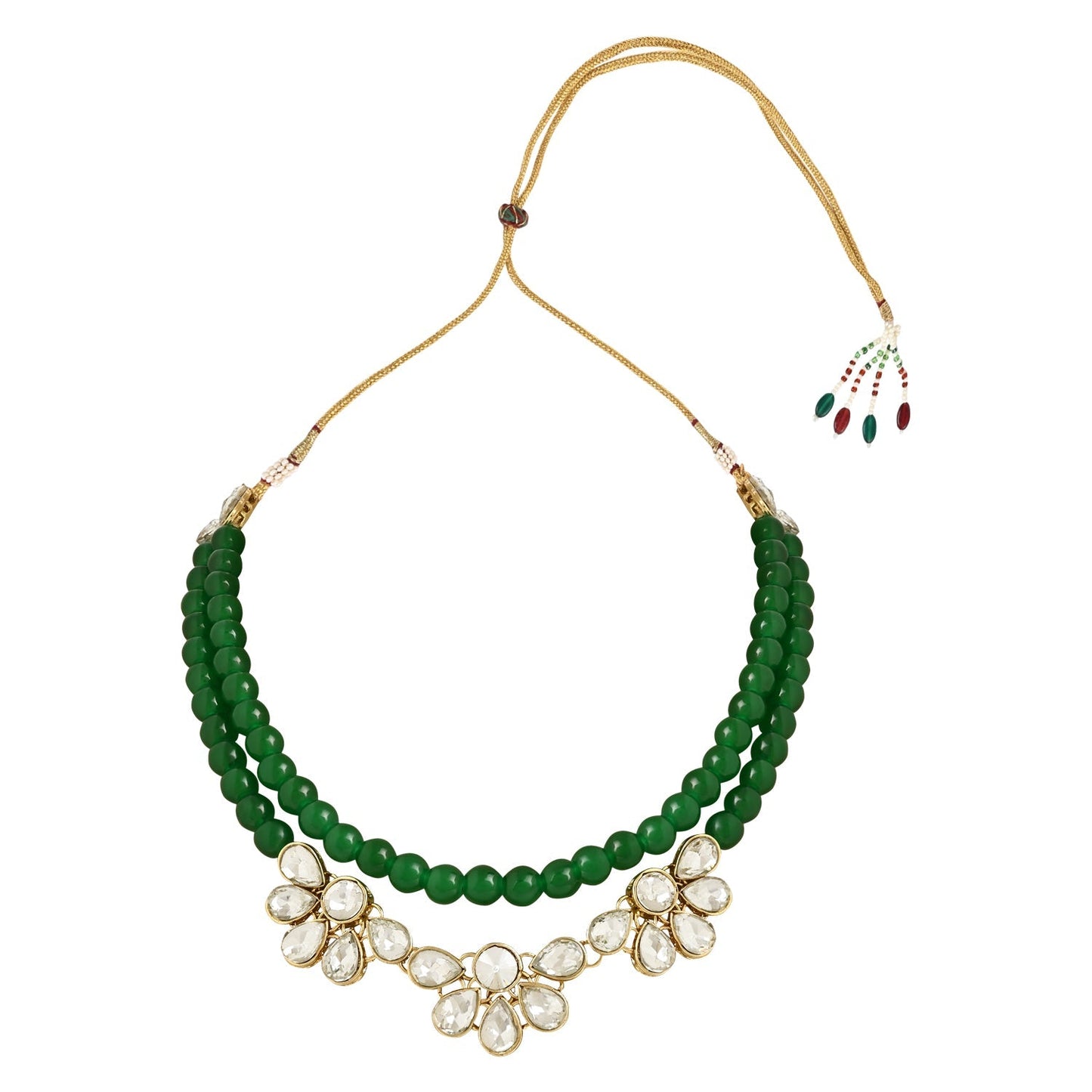Women's 18K Gold Plated Traditional Kundan & Pearls Necklace Jewellery Set with Earrings