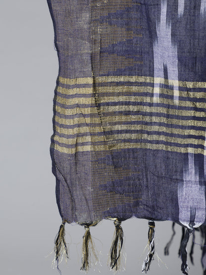 Women's Navy Blue Ikat Designed Dupatta