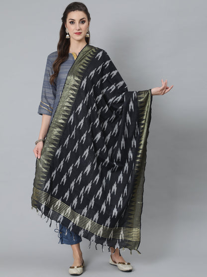Women's Black Ikat Designed Dupatta