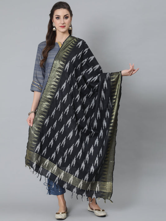 Women's Black Ikat Designed Dupatta