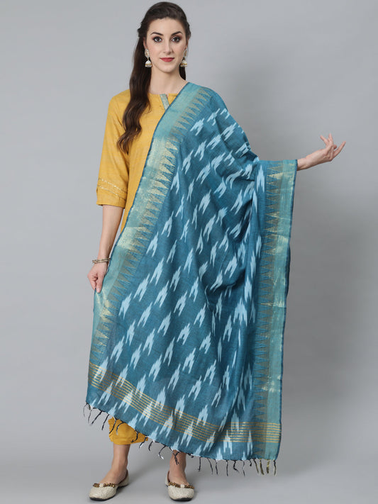 Women's Blue Ikat Designed Dupatta