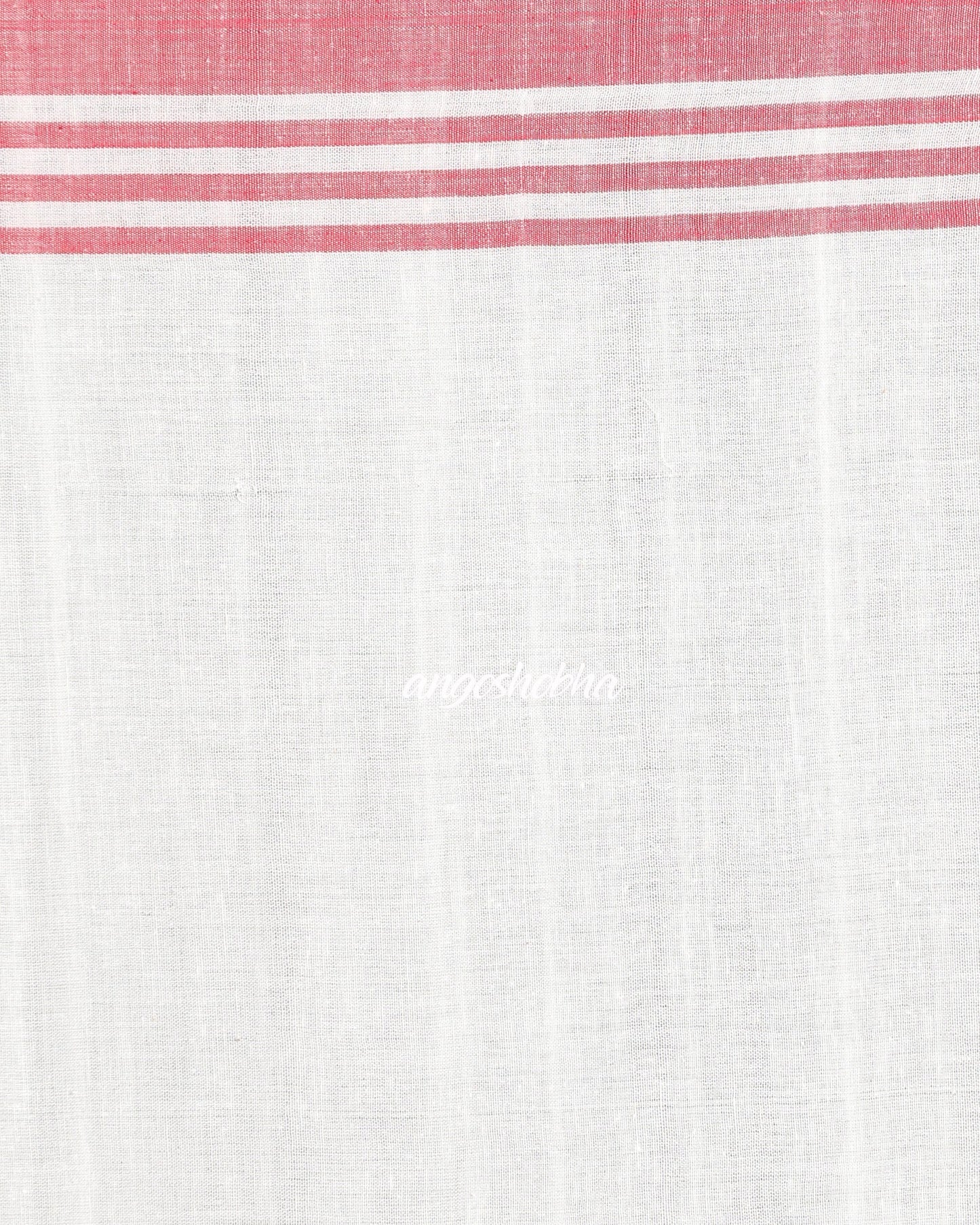 Women's Red Border White Jamdhani Organic Cotton Saree With Unstitched Blouse