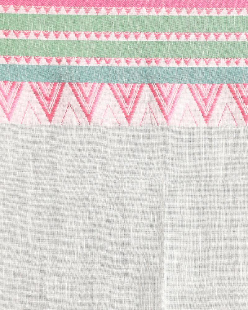 Women's Border Soft Sage Begampuri Organic Cotton Saree