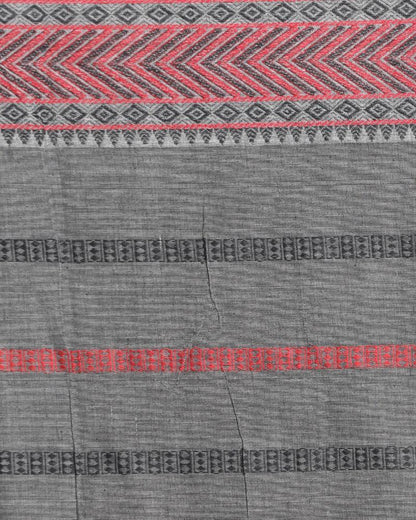 Women's All Over Jacquard Work Cotton Saree Grey Pallu