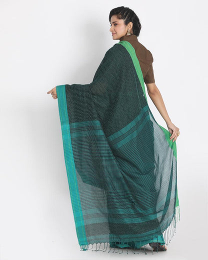 Women's All Over Kantha Work Multicolor Handloom Cotton Saree