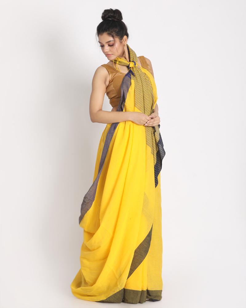 Women's Yellow Handwoven Cotton Saree