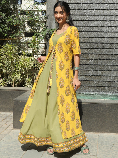 Women's Yellow Floral Print Maxi Dress
