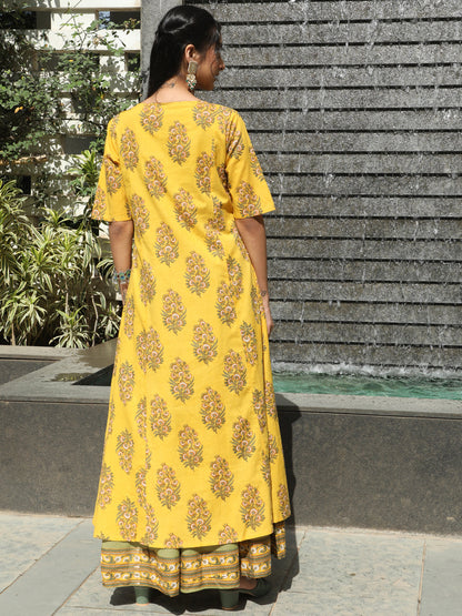 Women's Yellow Floral Print Maxi Dress