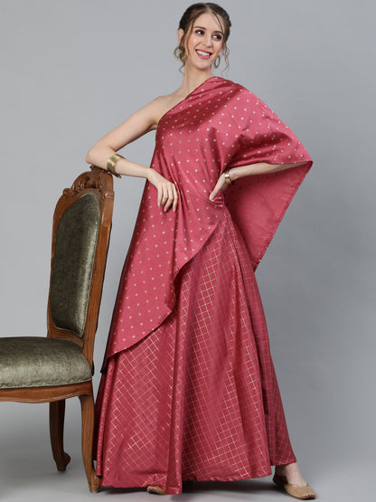 Women's Pink One Shoulder Lehenga Choli