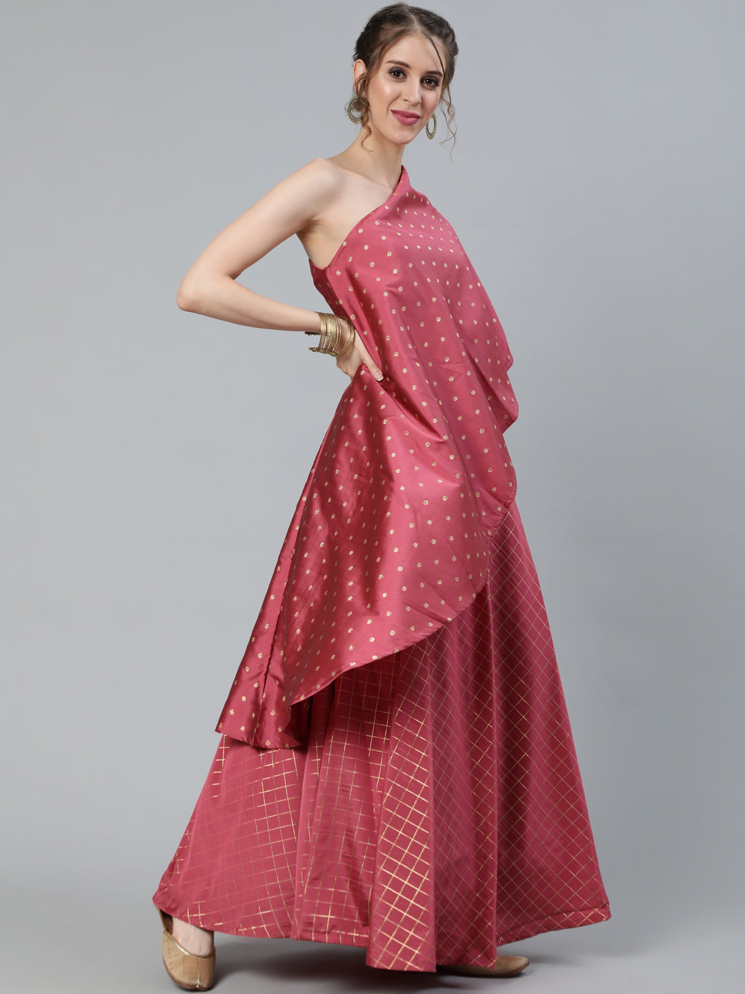Women's Pink One Shoulder Lehenga Choli
