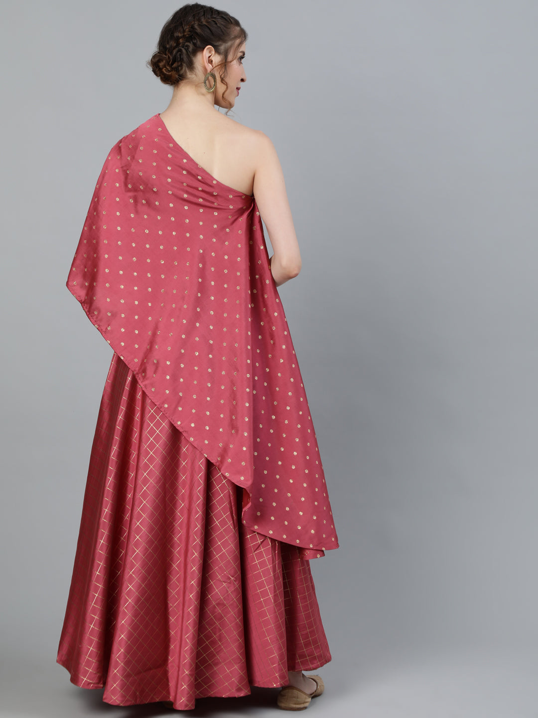 Women's Pink One Shoulder Lehenga Choli