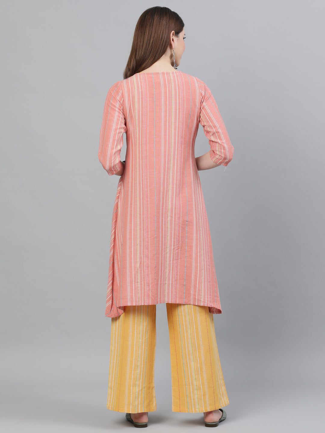 Women's Yellow Handloom Co Ord Set with Jacket