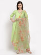Women Green Kurta with Palazzo and Dupatta Set by Myshka (