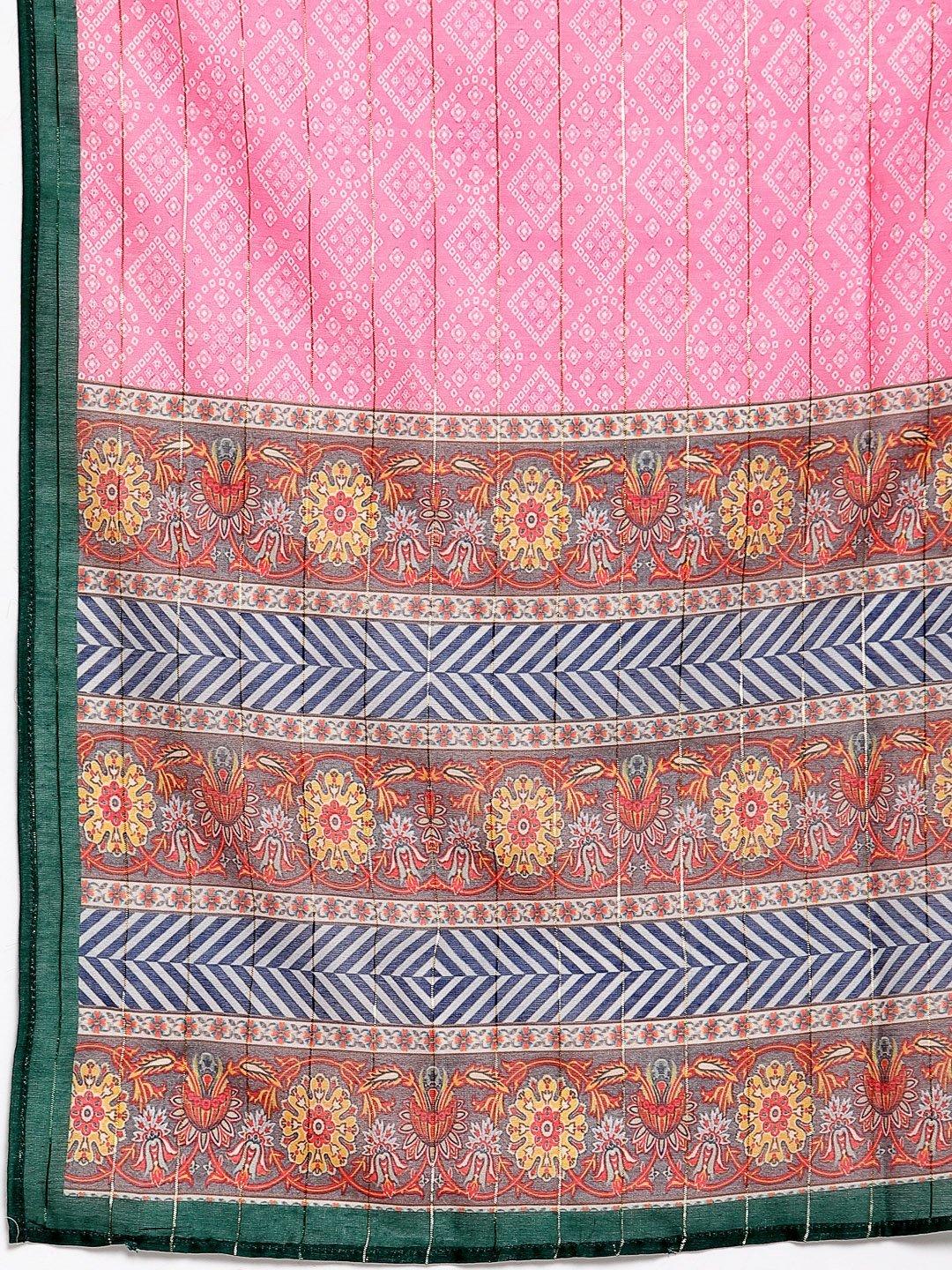 Women's Green Cotton Solid 3/4 Sleeve V Neck Casual Kurta Dupatta Set