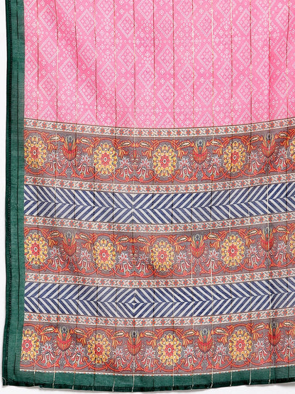 Women's Green Cotton Solid 3/4 Sleeve V Neck Casual Kurta Dupatta Set