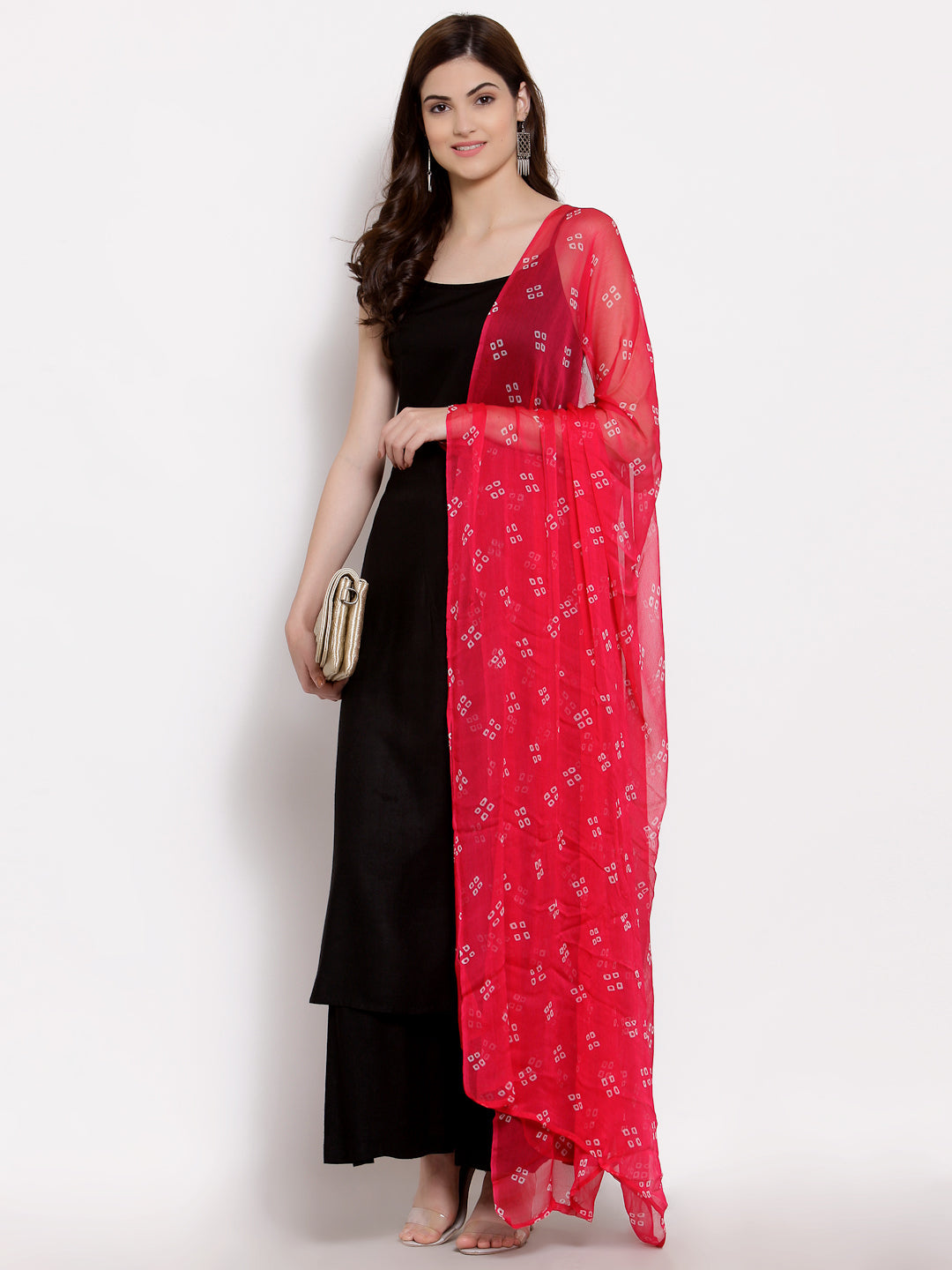 Women's Black Cotton Sleeveless Off Shoulder Solid Casual kurta Palazzo Dupatta Set