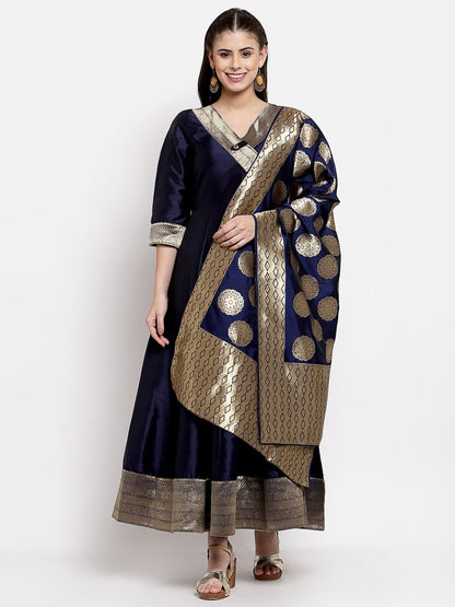 Women's Multi Silk Solid 3/4 Sleeve V Neck Casual Anarkali Gown